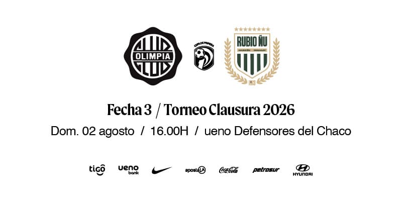 Imagen del evento OLIMPIA vs Rubio Ñu- Torneo Clausura 2026 - Fecha 3