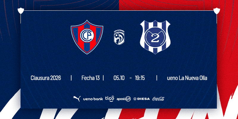 Imagen del evento Cerro Porteño vs 2 de Mayo - Torneo Clausura 2026 - Fecha 13